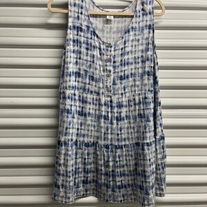Blue and White Sleeveless Top